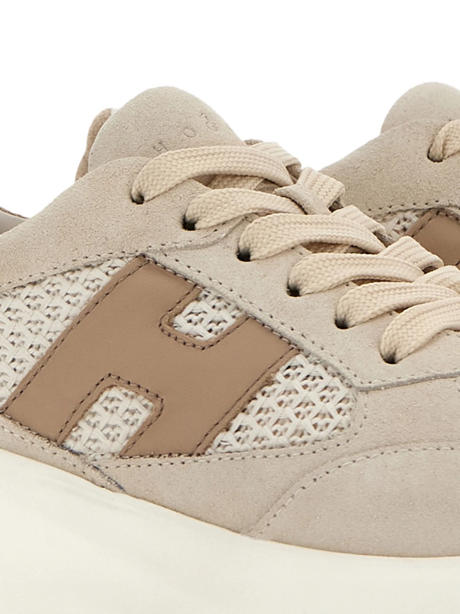 Sneakers Hogan neutri din piele si polyester - Img 5