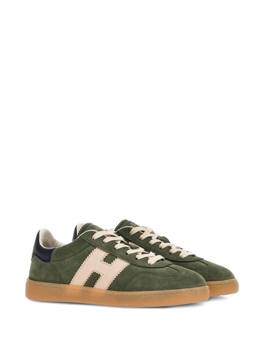 Sneakers Hogan verzi din piele si piele intoarsa - Img 2
