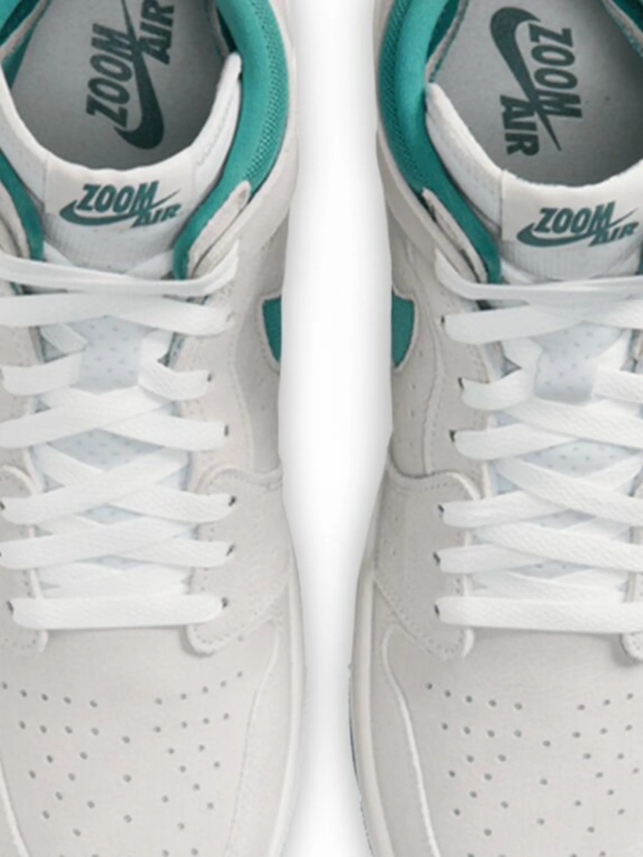 Sneakers Jordan air jordan 1 albi din material textil si piele intoarsa - Img 2