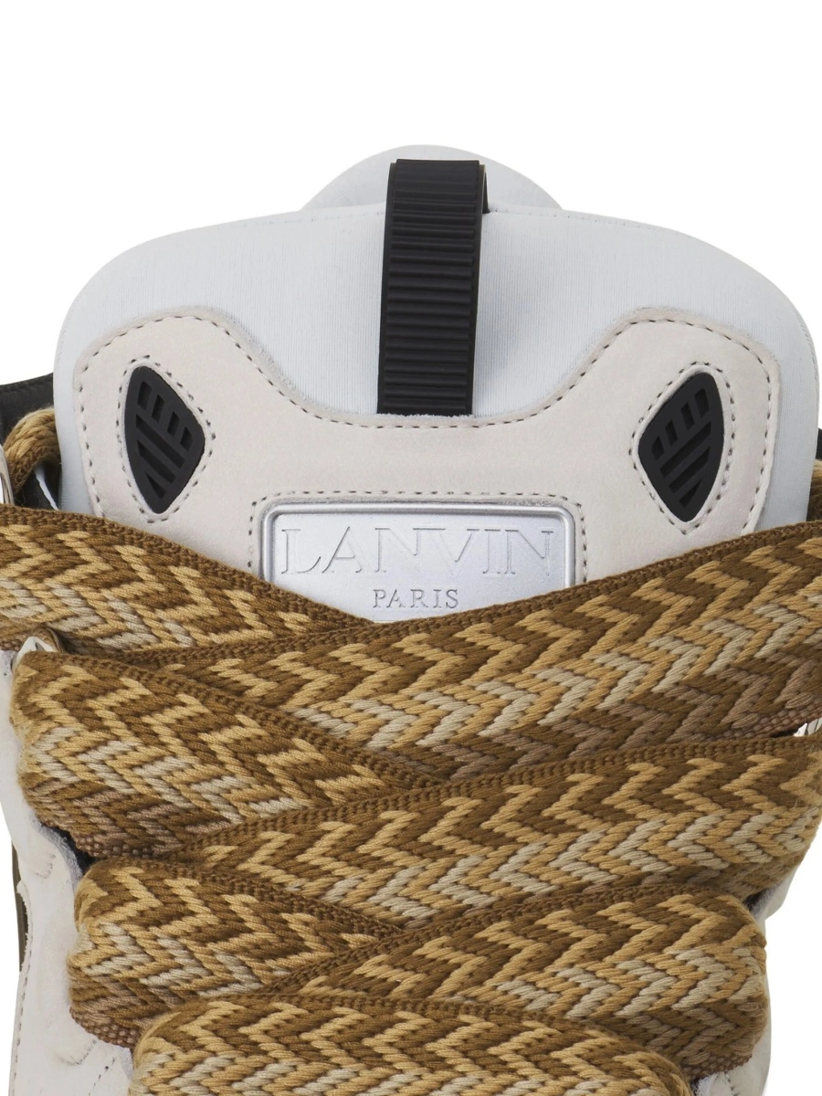 Sneakers Lanvin albi din polyester si bos taurus - Img 5