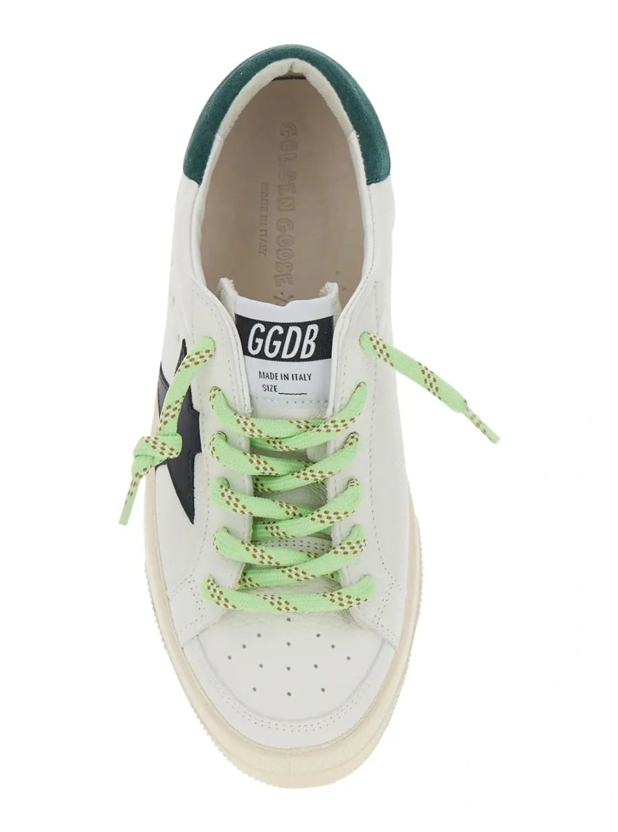 Sneakers 'May' White Low Top Sneaker with Star Patch on the Side and Logo Patch on the Tongue in Leather Boy - Img 4