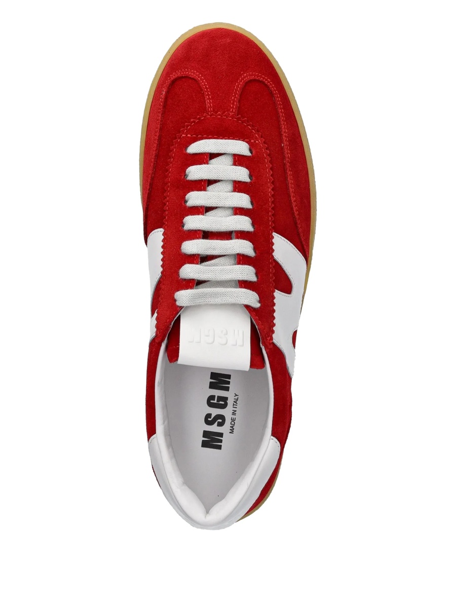 Sneakers MSGM rosii din piele intoarsa si piele - Img 4