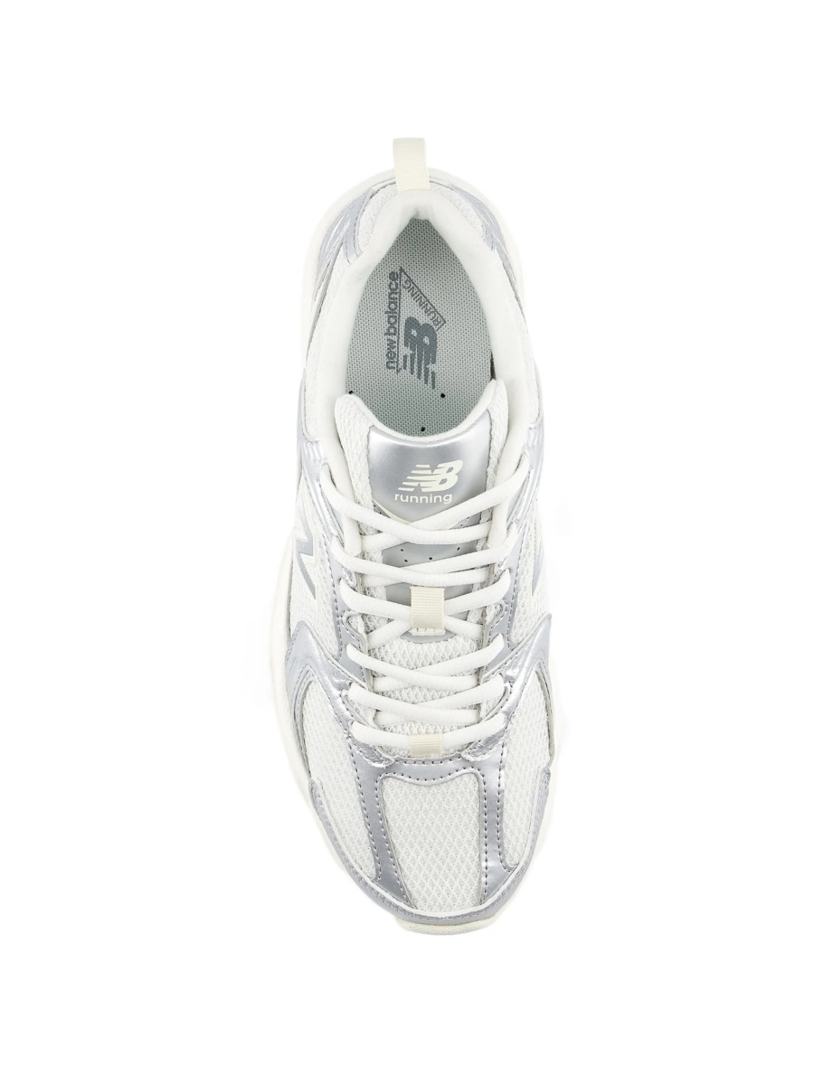 Sneakers New Balance argintii din poliuretan si plasa - Img 3