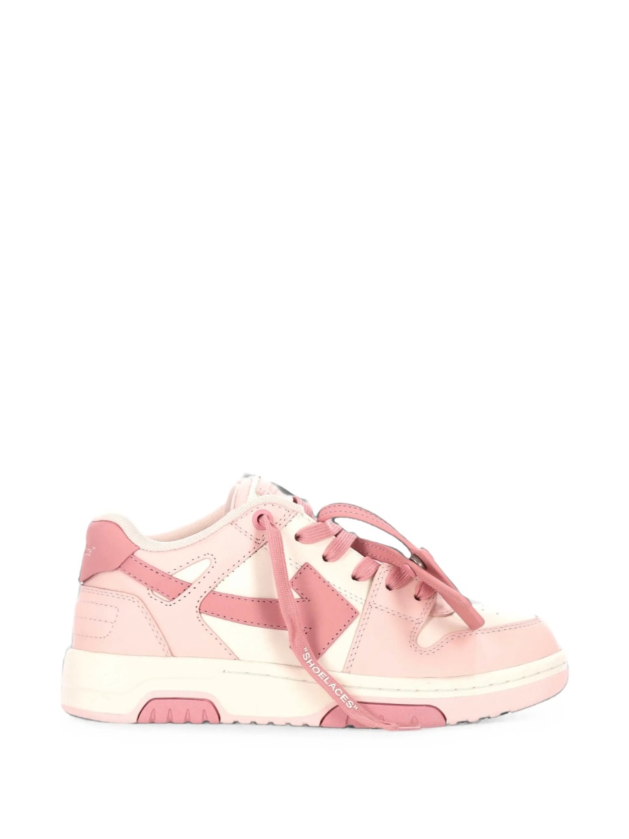 Sneakers Off-White roz din piele si material textil - Img 2