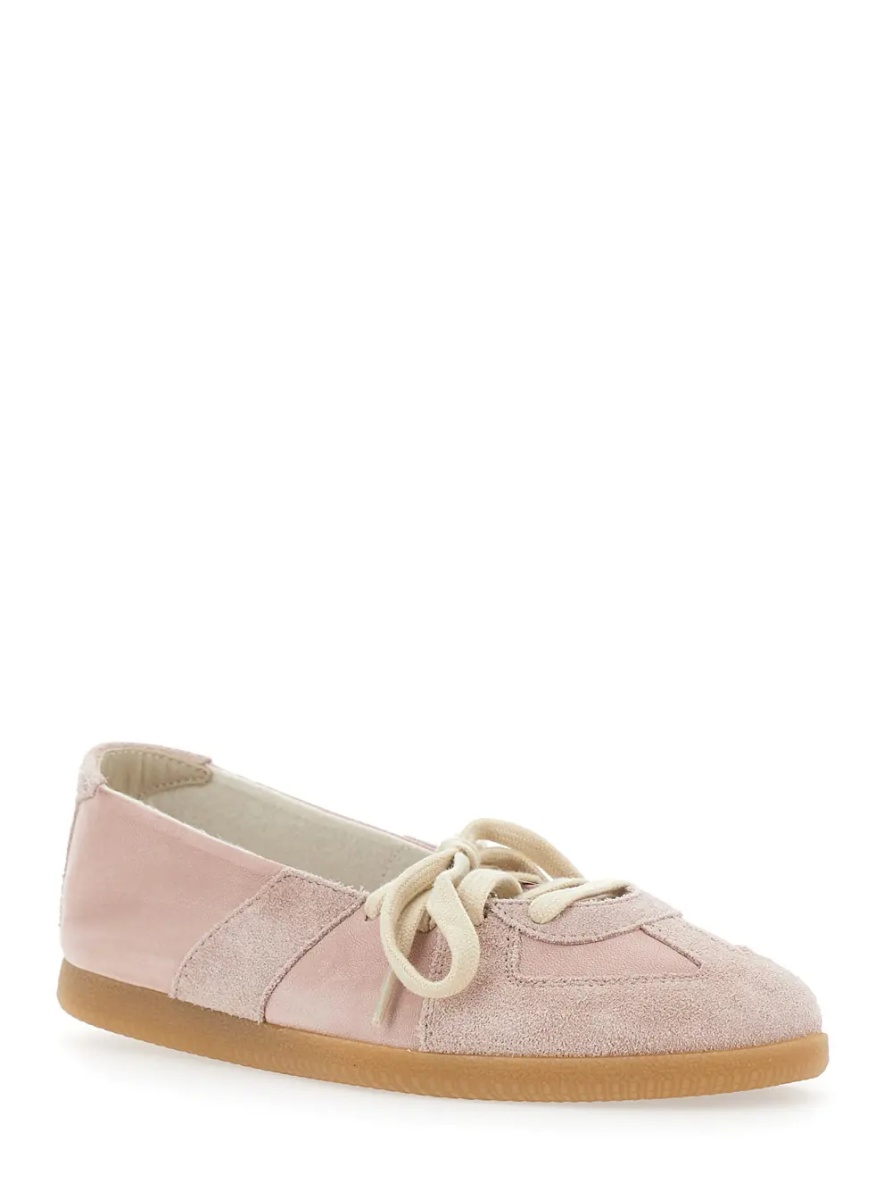 Sneakers Pink Low Top Sneakers with Laces on the Front in Leather and Suede for Women - Img 2