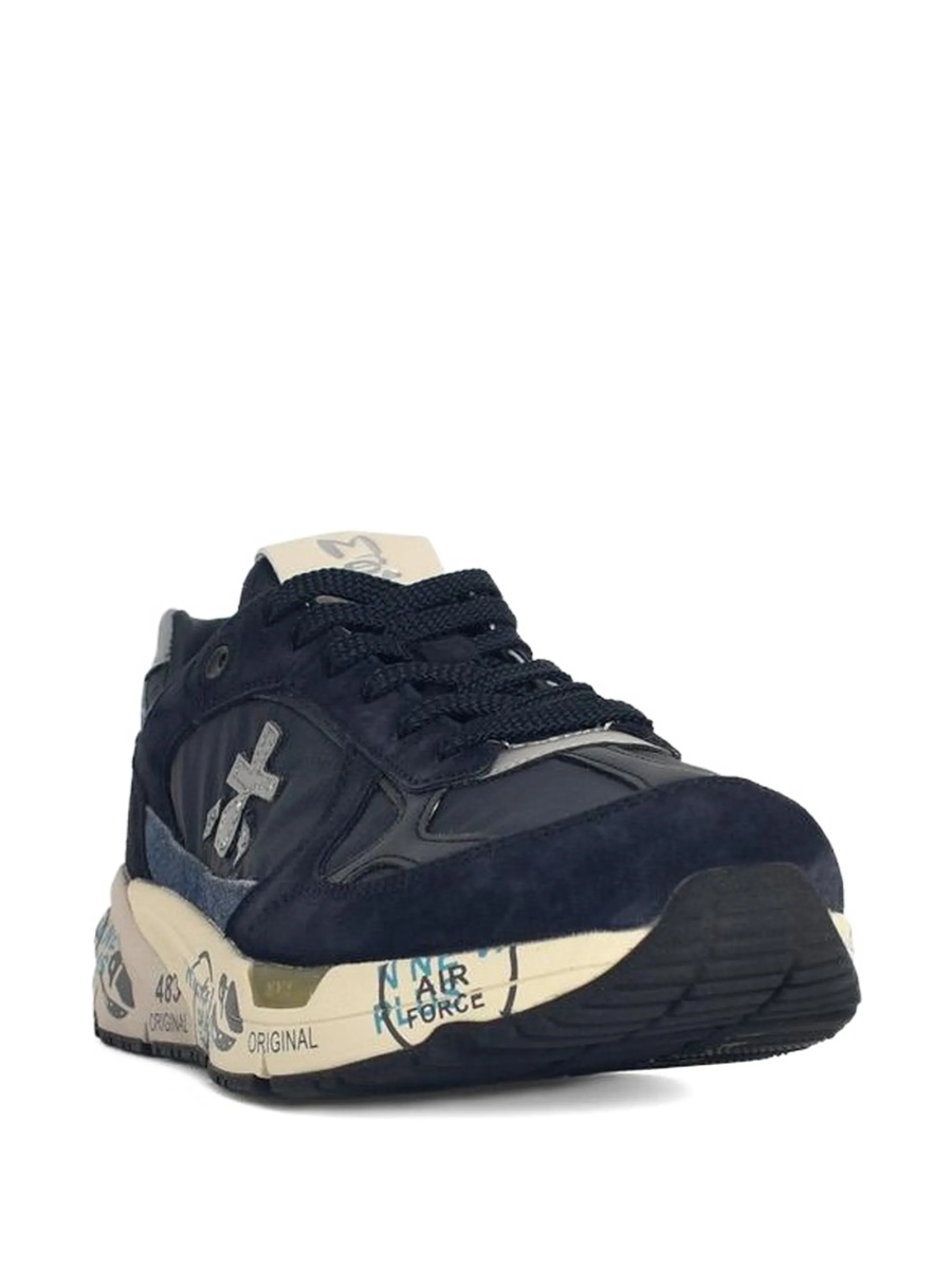 Sneakers Premiata albastri din piele intoarsa si material textil - Img 2