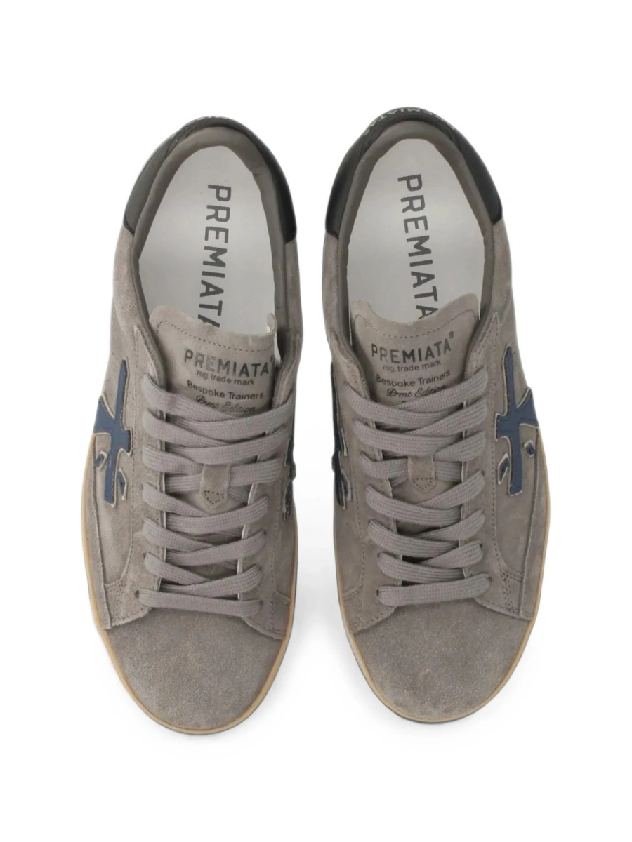 Sneakers Premiata gri din poliuretan si piele intoarsa - Img 4