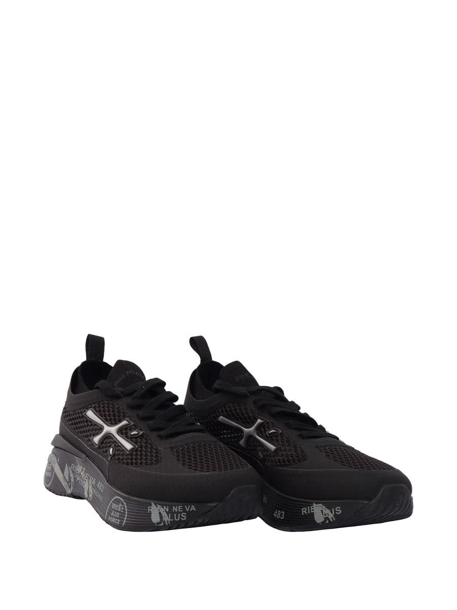 Sneakers Premiata negri din piele intoarsa si plasa - Img 2