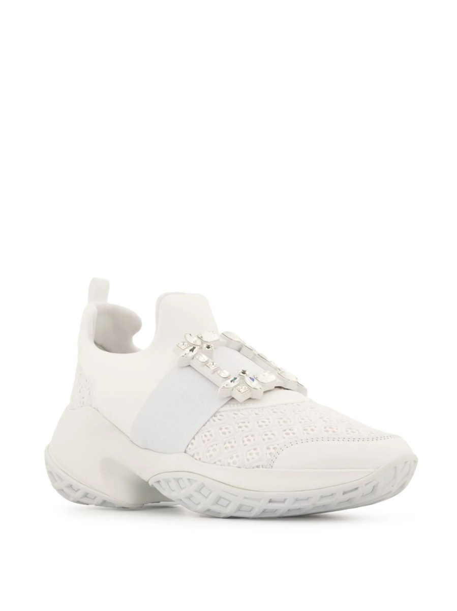 Sneakers Roger Vivier albi din piele si polyester - Img 2