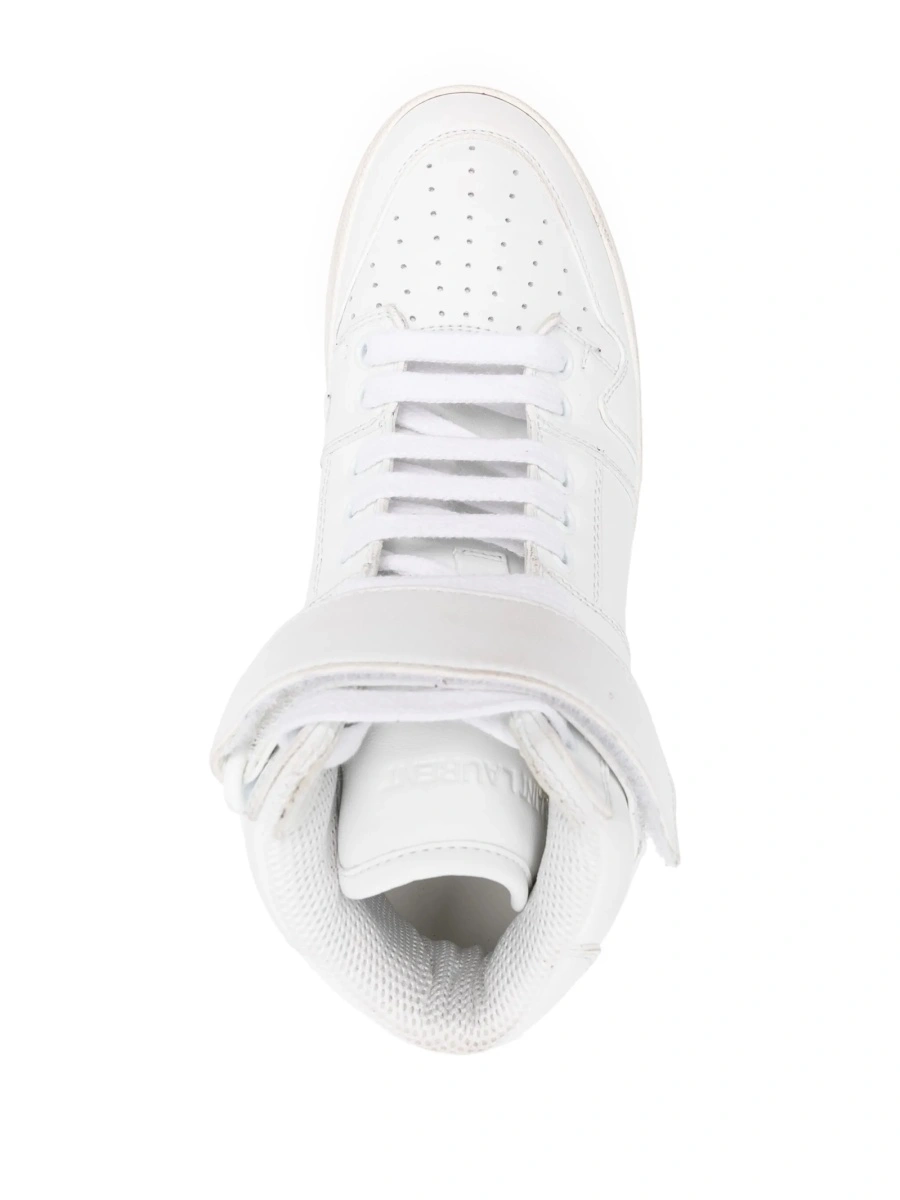 Sneakers Saint Laurent albi din piele - Img 4