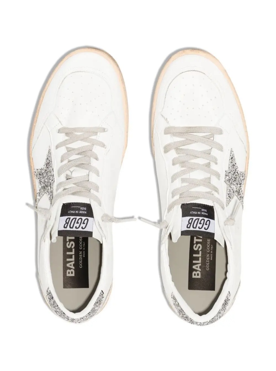 Sneakers Sneakers 'Ball Star' with Star Glitter Detail in White Leather for Women - Img 3