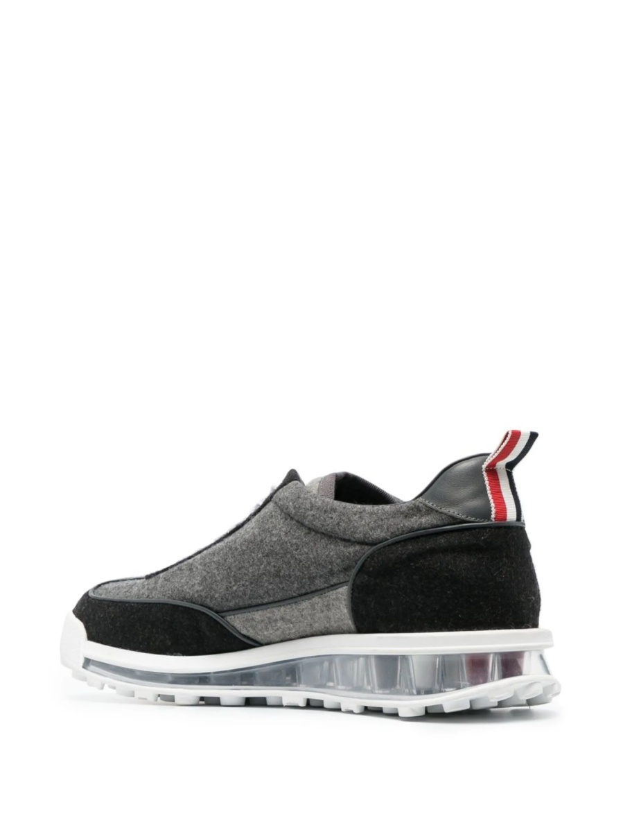 Sneakers Thom Browne tech runner gri din piele si lana - Img 3