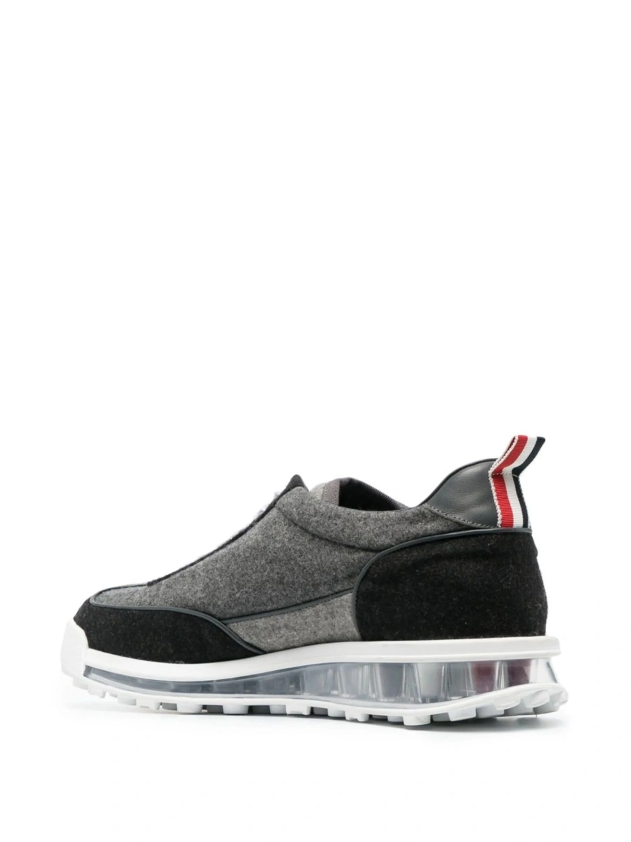 Sneakers Thom Browne tech runner gri din piele si lana - Img 3