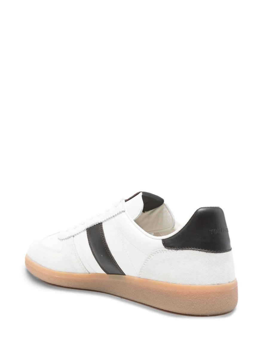 Sneakers Tom Ford albi din bos taurus si piele intoarsa - Img 3