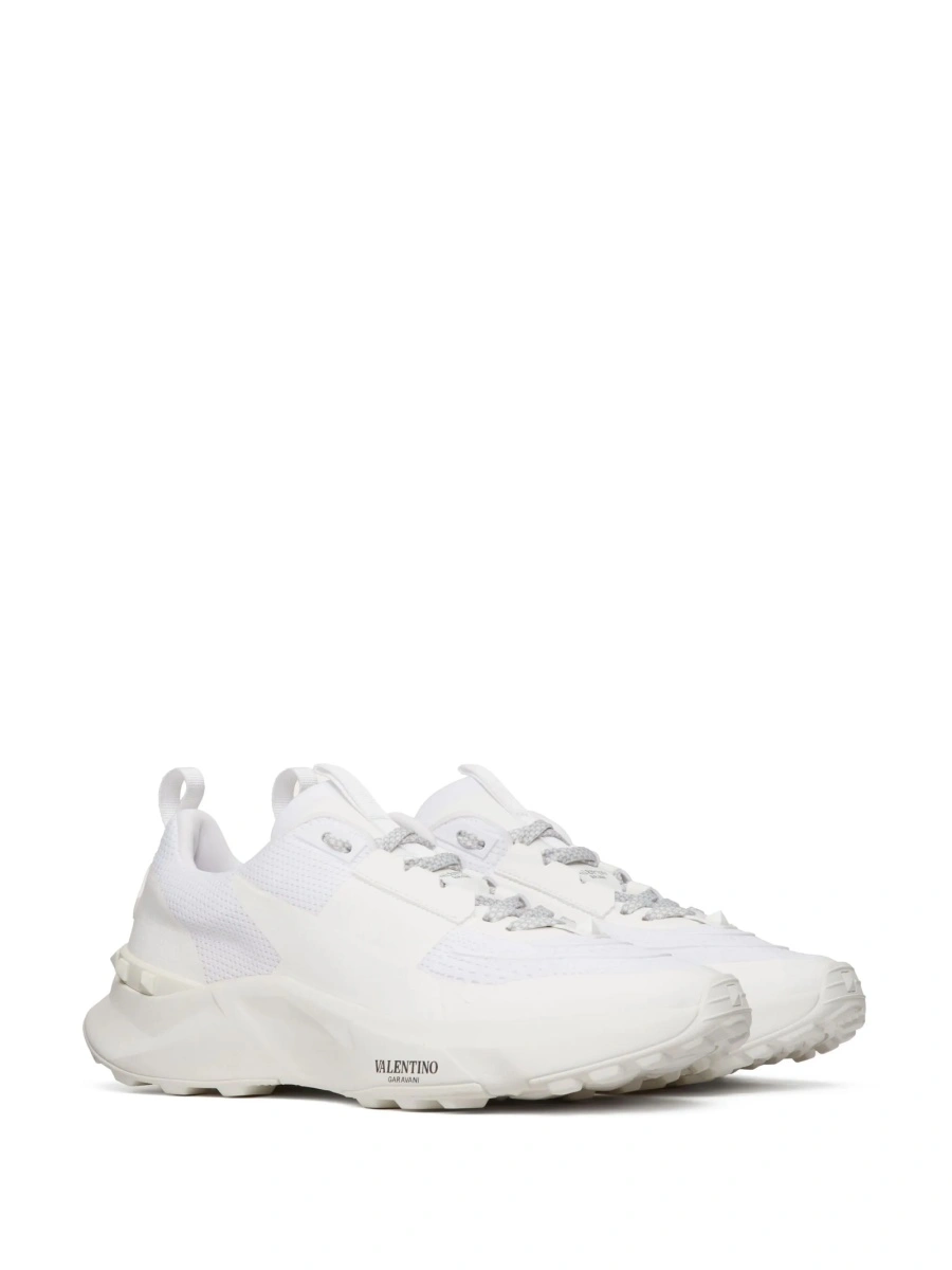 Sneakers Valentino Garavani Rockstud albi din piele si vascoza - Img 2