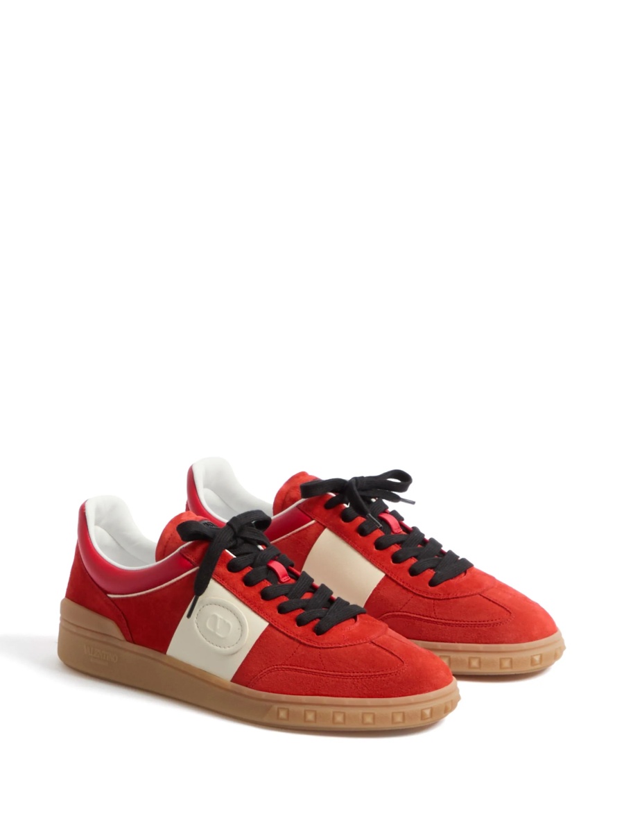 Sneakers Valentino Garavani Rockstud rosii din piele intoarsa - Img 2