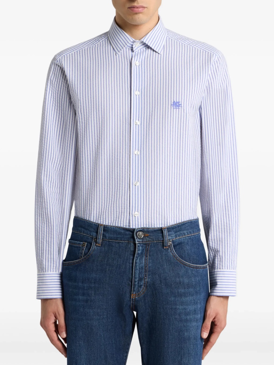 Striped cotton Shirt with an embroidered Pegaso logo on the chest - Img 2