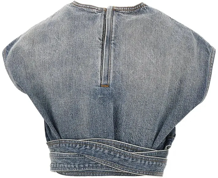 Top Alaïa albastru din denim - Img 3