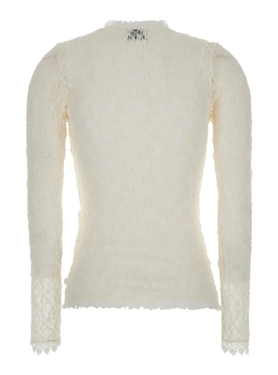 Topuri 'Brany' white top with all-over lace trim in cotton blend for women - Img 2