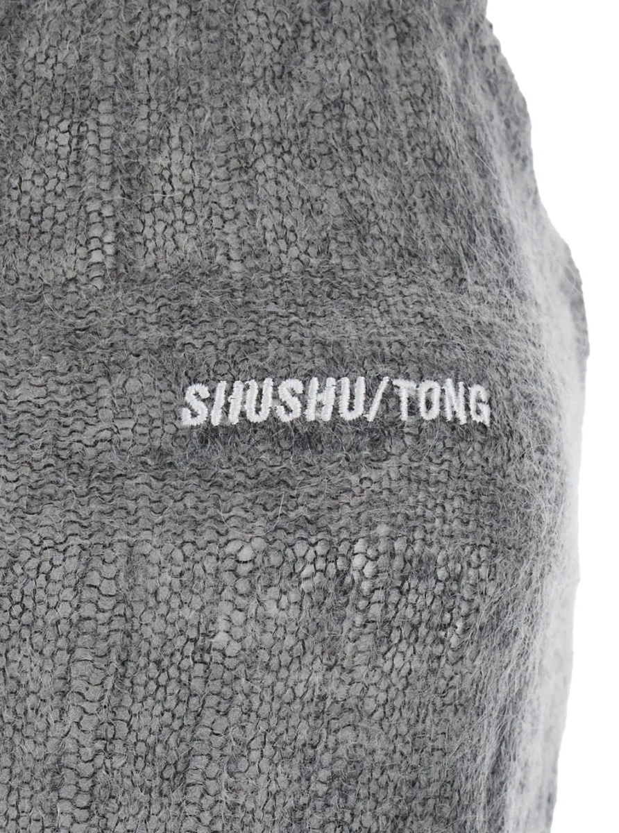Topuri Grey Top with Brushed-effect and Logo Lettering in Mohair and Wool Blend Women - Img 3