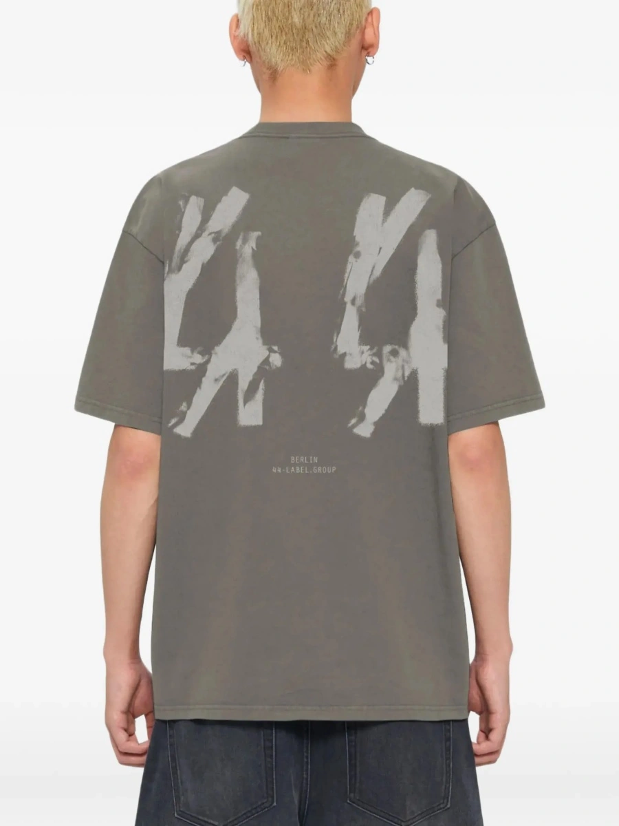 Tricou 44 LABEL GROUP gri din bumbac - Img 5