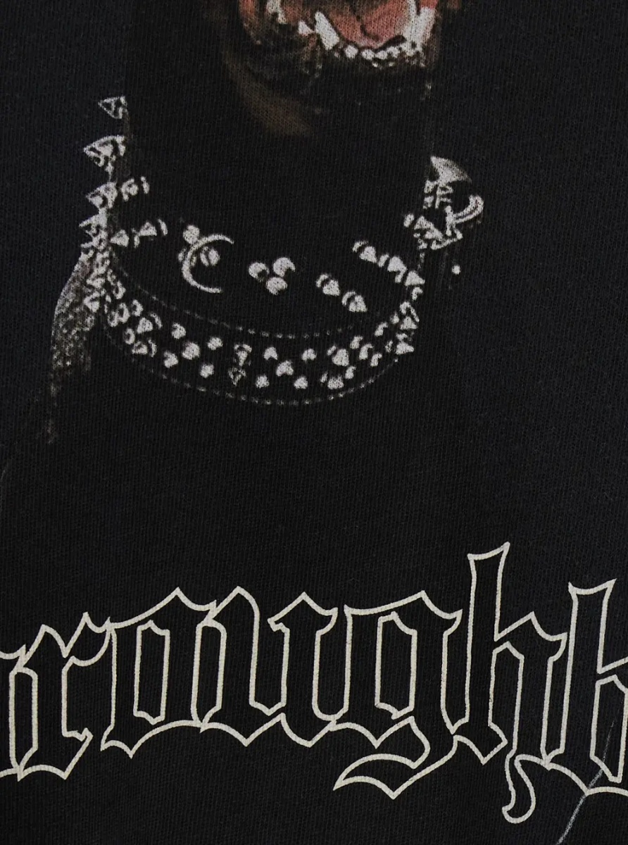 Tricou Black Crew neck T-shirt with maxi logo on the front and faded design in cotton for men - Img 3
