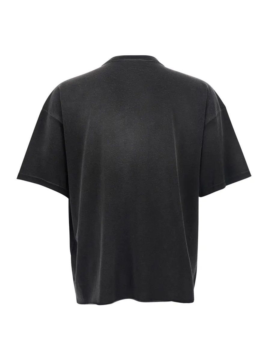 Tricou Black T-Shirt with Front Print and Faded Design in Cotton for Men - Img 2