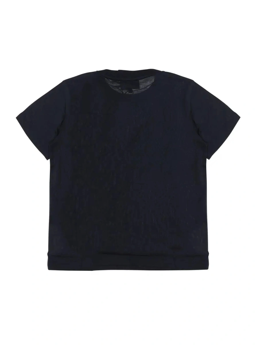 Tricou Blue T-Shirt with Round Neck and Logo Embroidery on the Front in Blend Cotton Boy - Img 2