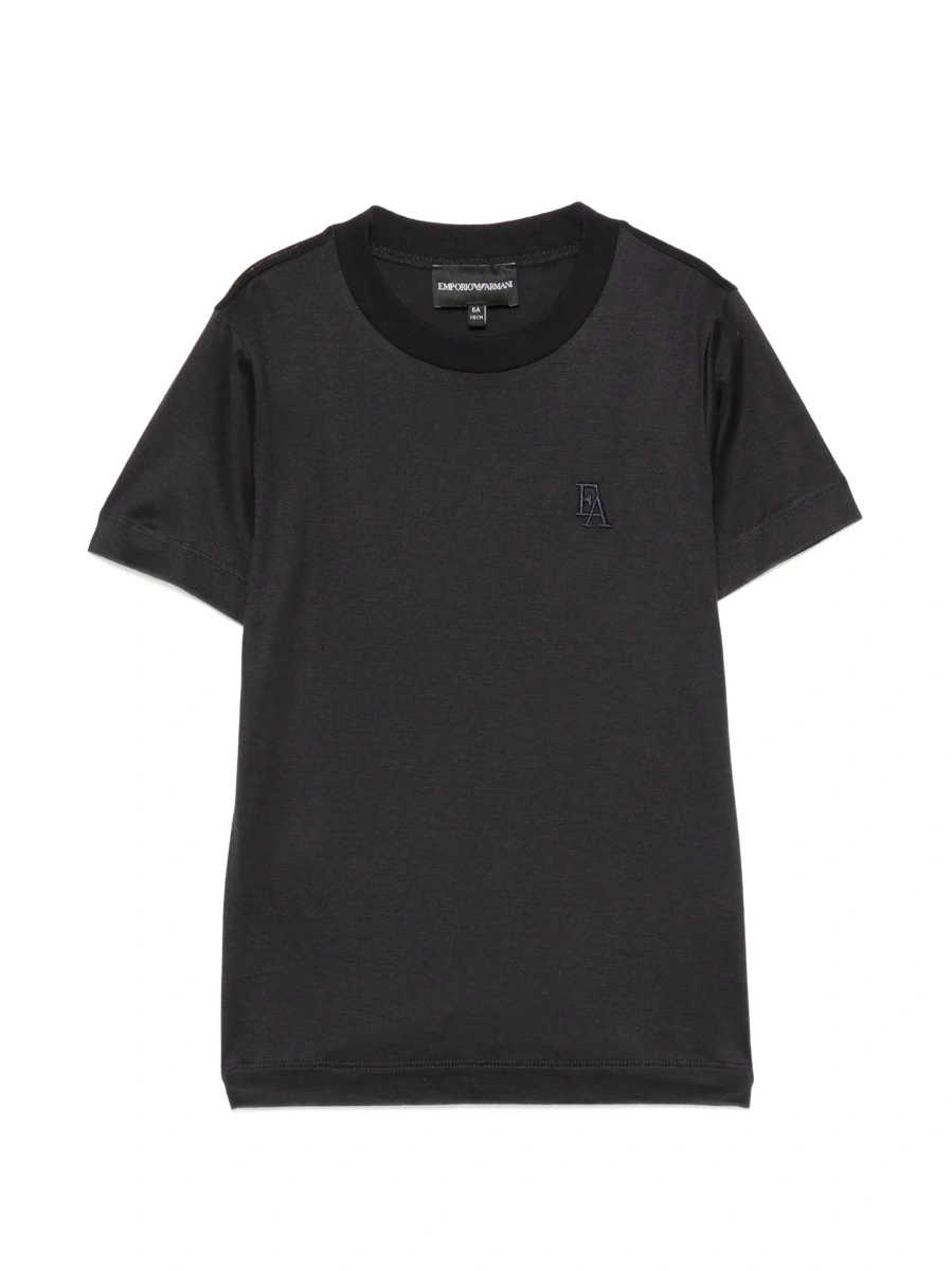 Tricou Blue T-Shirt with Round Neck and Logo Embroidery on the Front in Blend Cotton Boy - Img 6