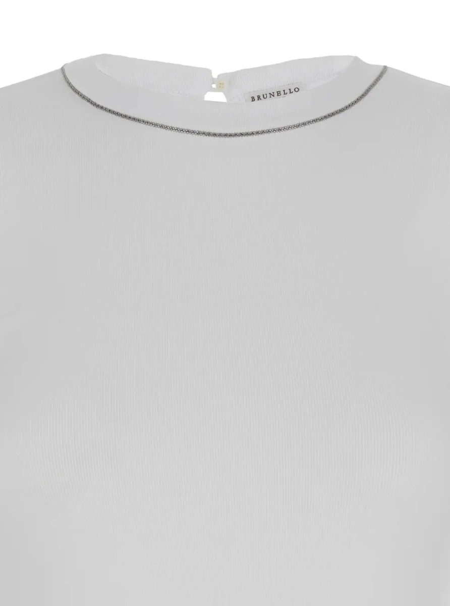 Tricou Brunello Cucinelli alb din bumbac - Img 2