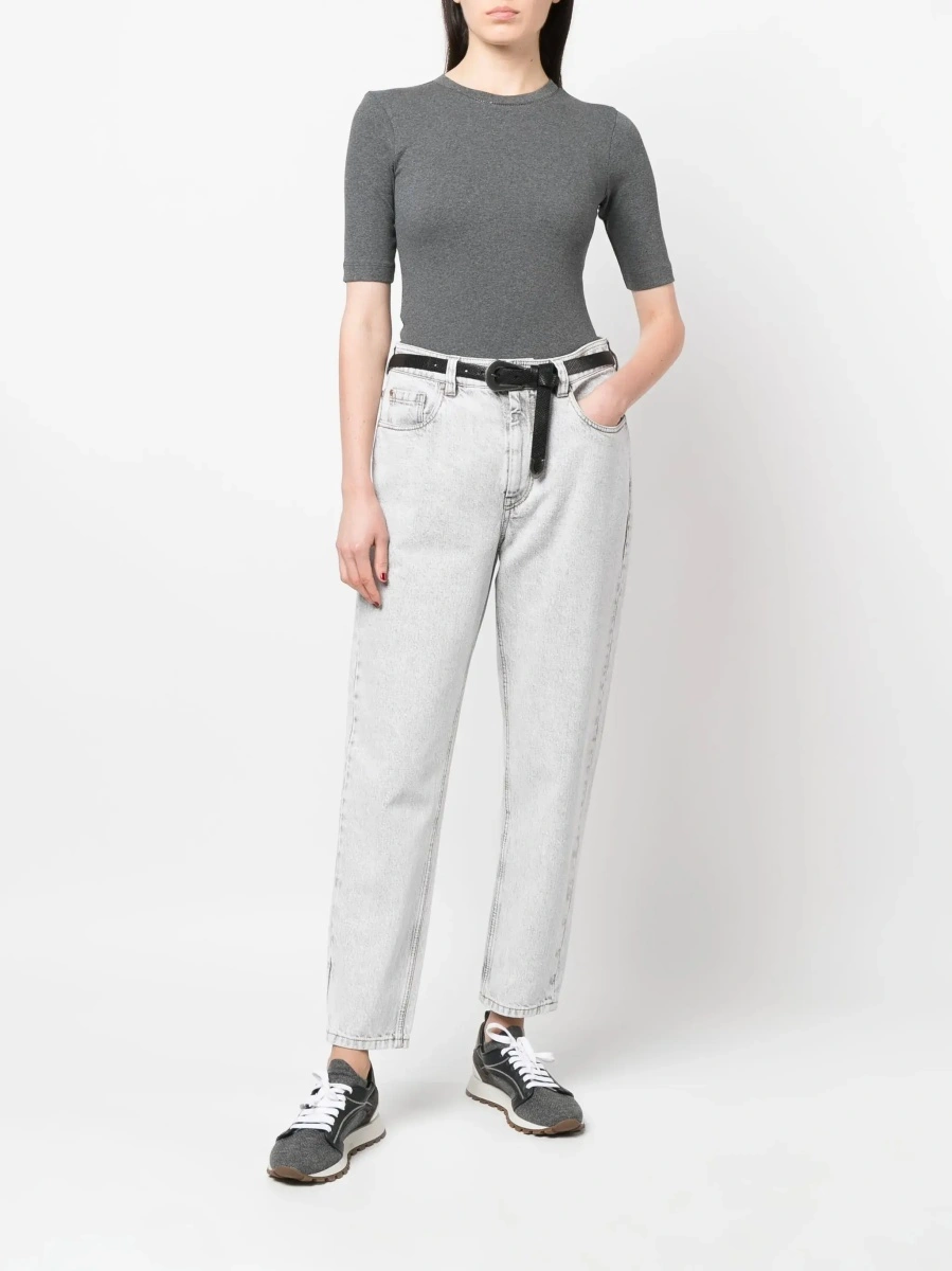 Tricou Brunello Cucinelli gri din bumbac - Img 4
