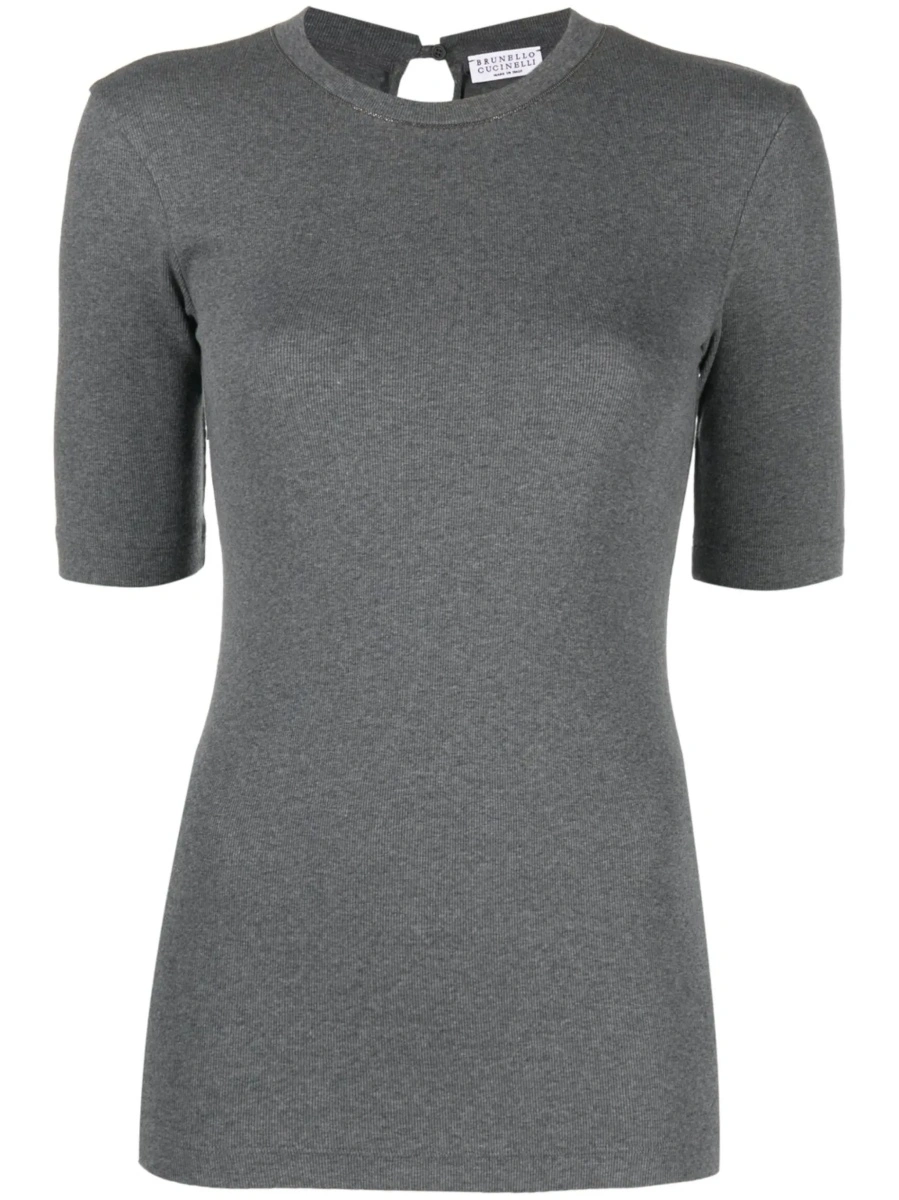 Tricou Brunello Cucinelli gri din bumbac - Img 8
