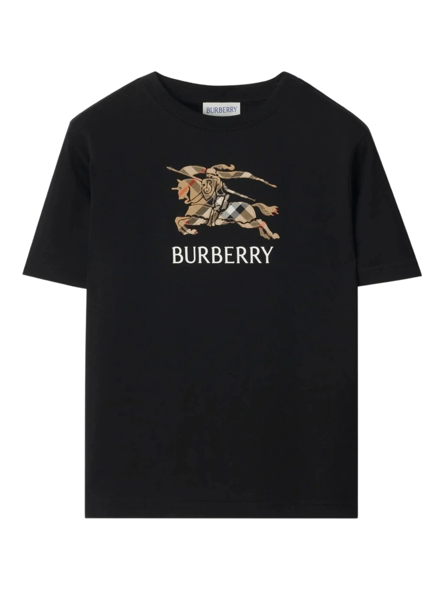 Tricou Crew Neck T-Shirt with Logo Lettering and EKD Embroidery on the Front in Black Cotton Boy - Img 5
