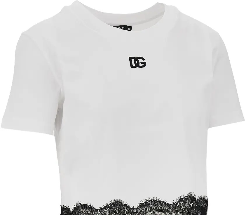 Tricou Cropped T-shirt with lace trimming - Img 2
