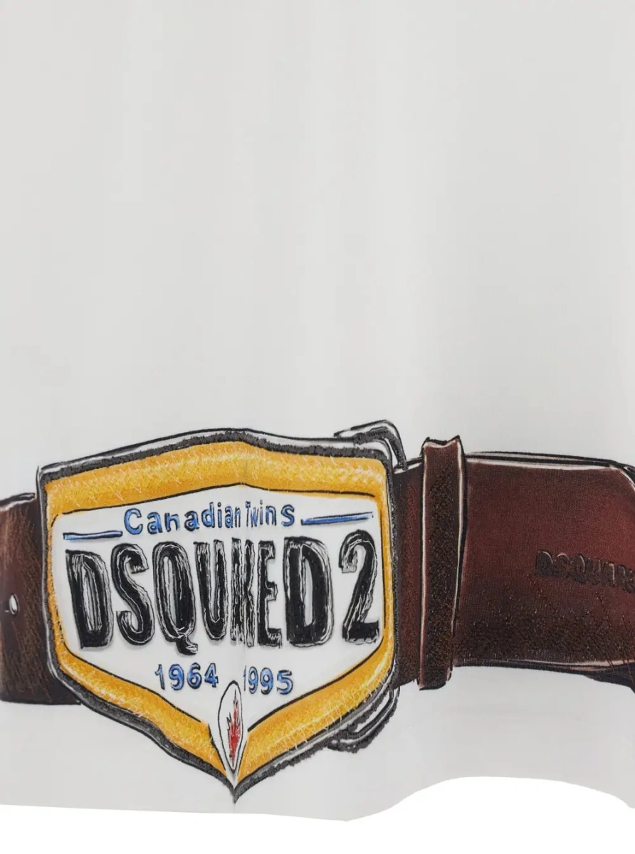 Tricou DSQUARED2 alb din bumbac - Img 3
