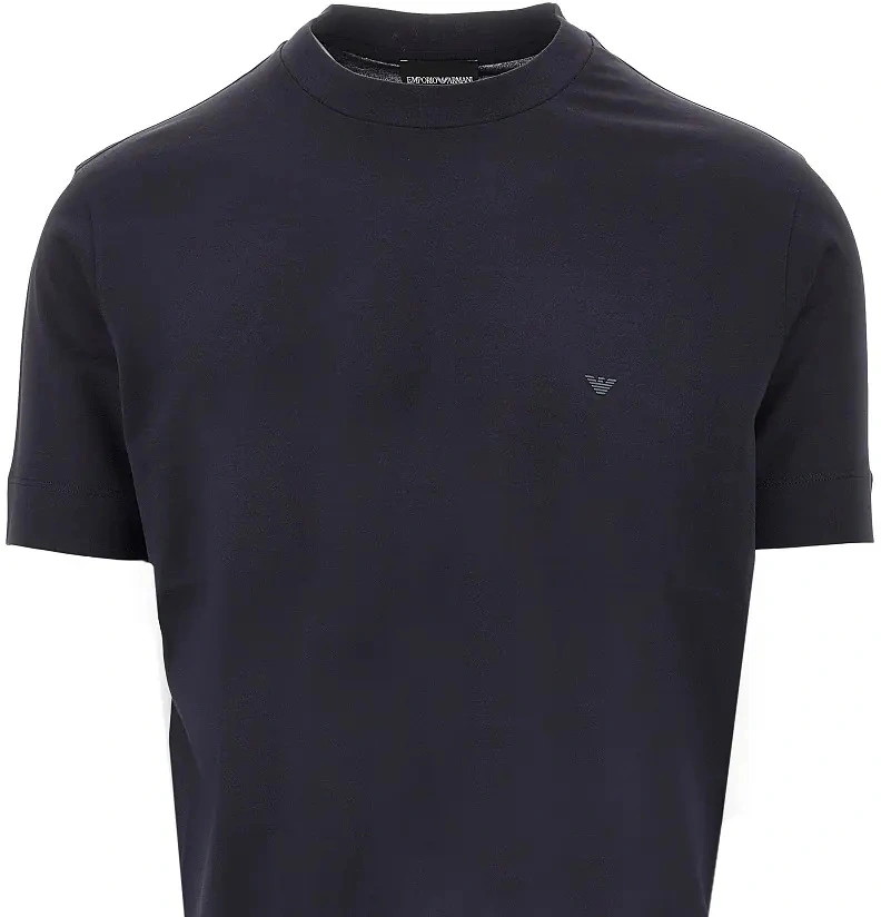 Tricou Emporio Armani albastru din lyocell si bumbac - Img 2