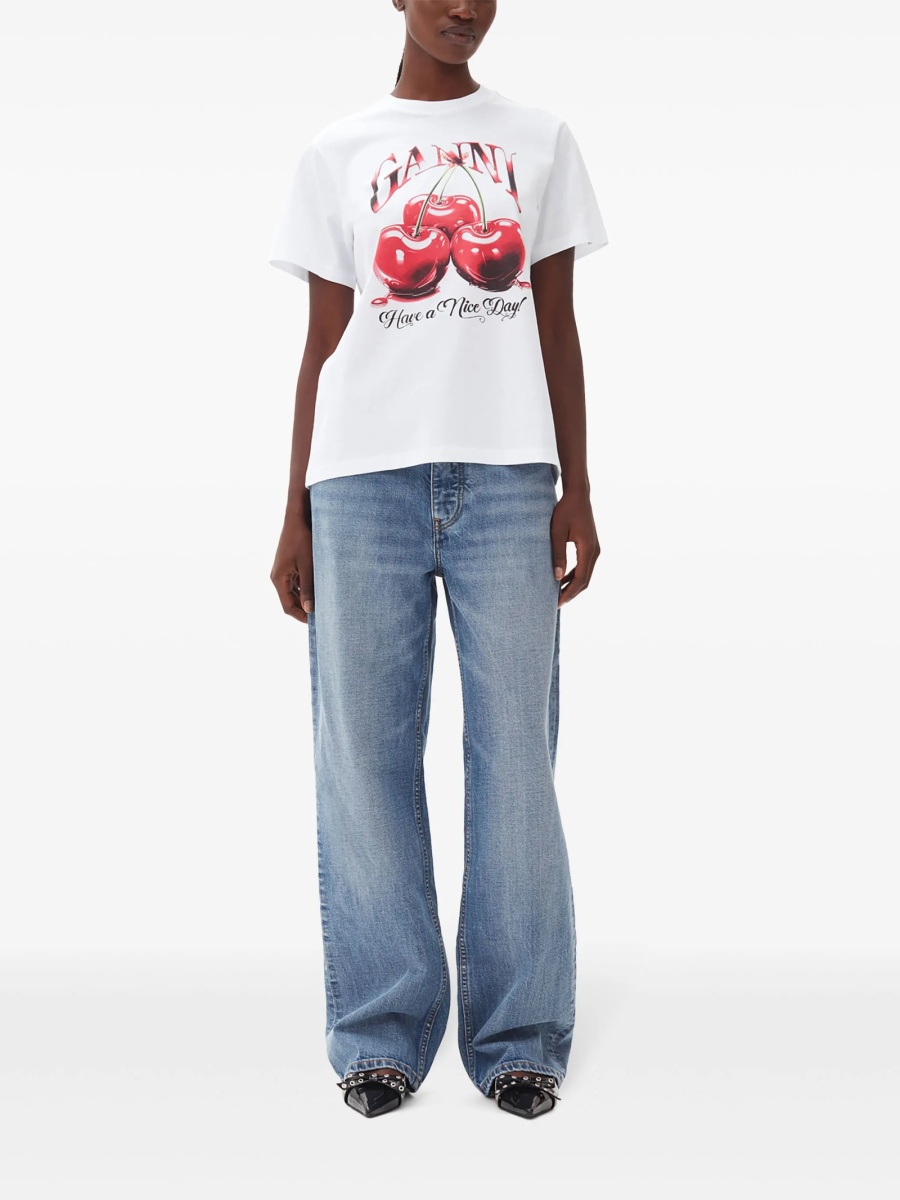 Tricou Ganni alb - Img 2