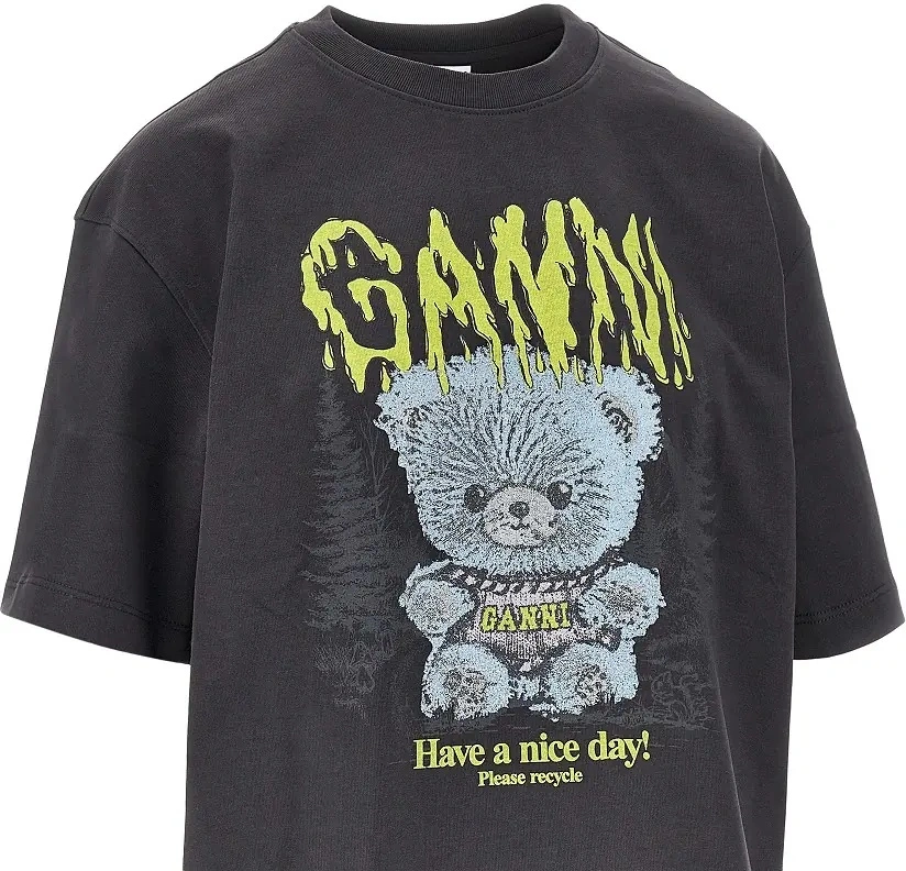Tricou Ganni negru 'Forest Teddy' - Img 2