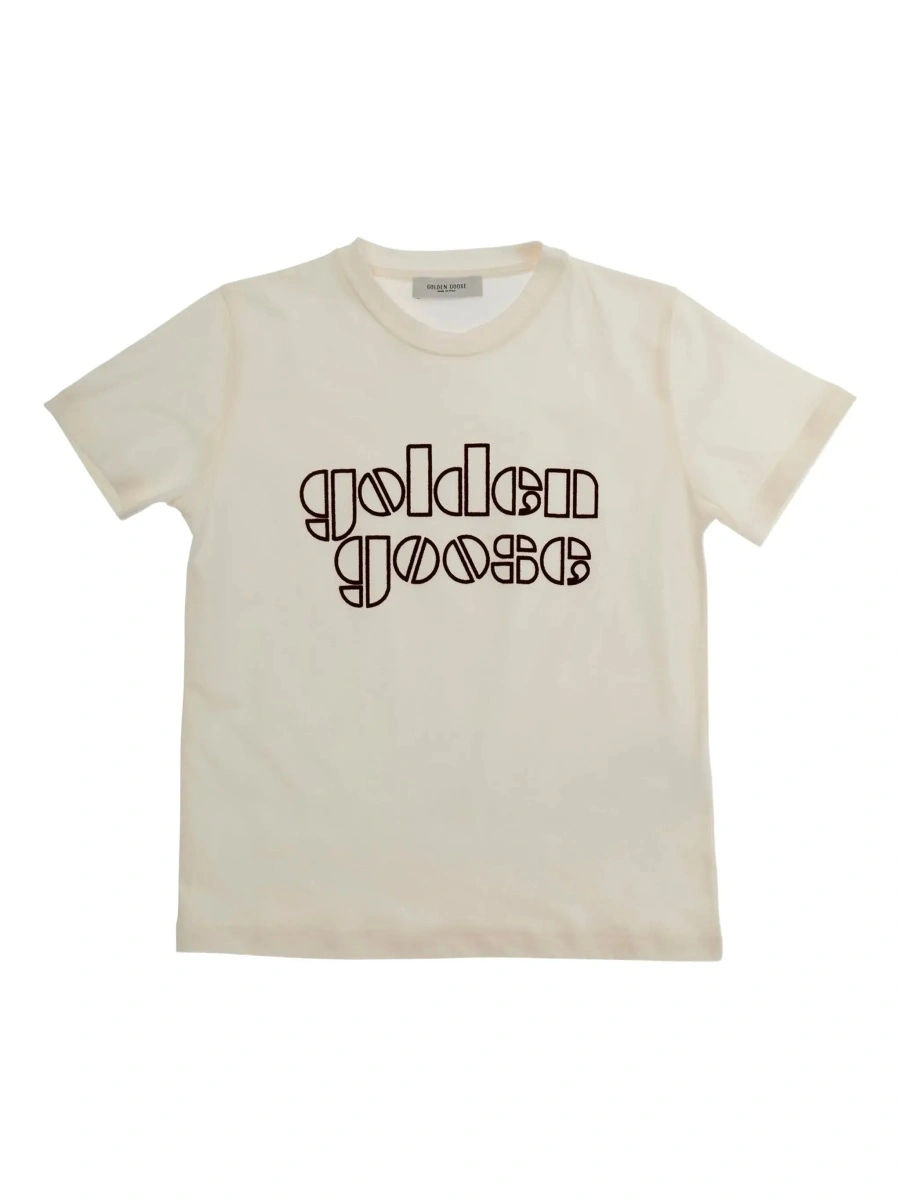 Tricou GOLDEN GOOSE KIDS alb din bumbac - Img 6