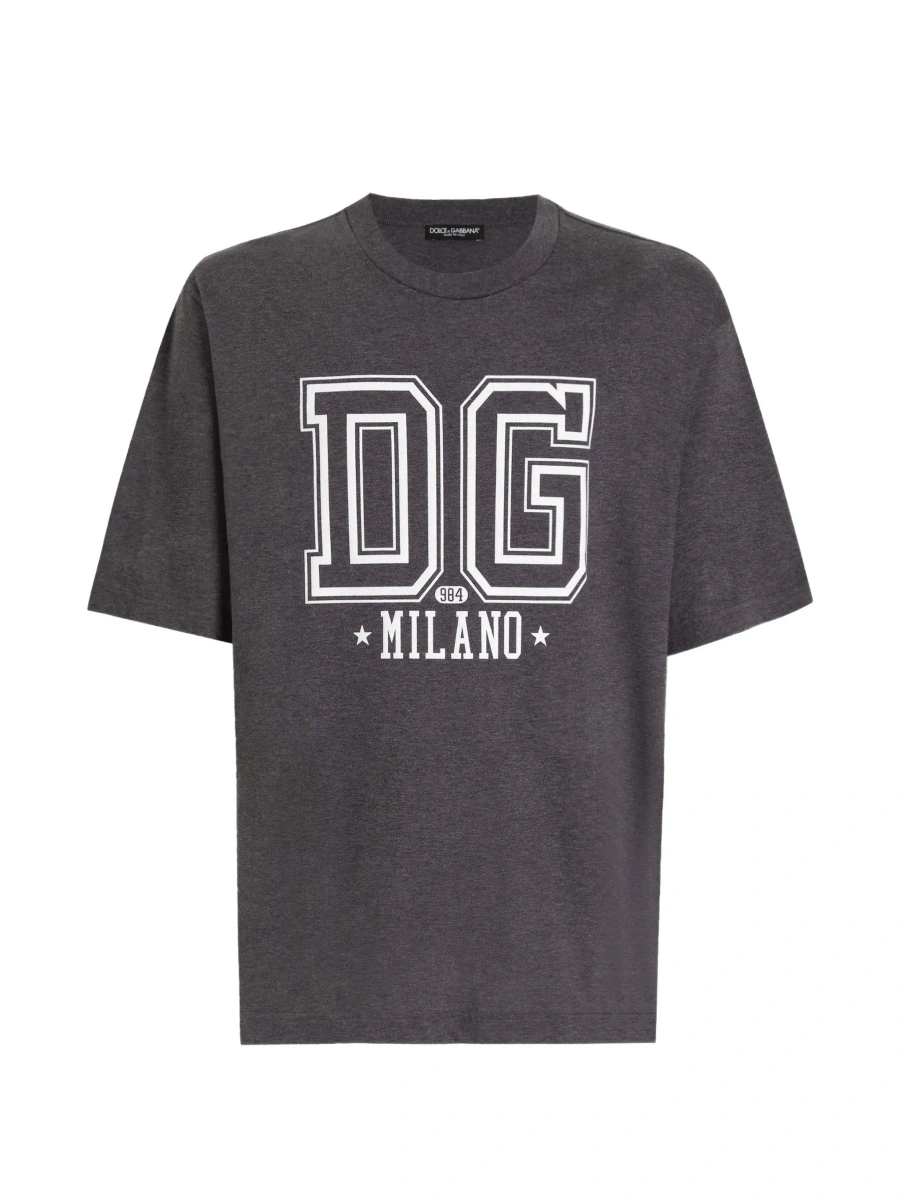 Tricou Grey Crewneck T-Shirt with Logo Print on the Front in Cotton Man - Img 8