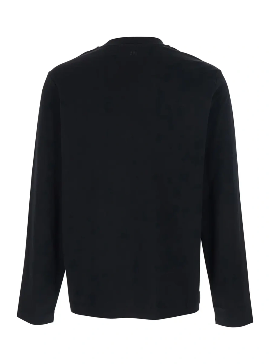 Tricou Long Sleeve T-Shirt with AMI de Coeur Logo on the Front in Black Cotton for Men - Img 2