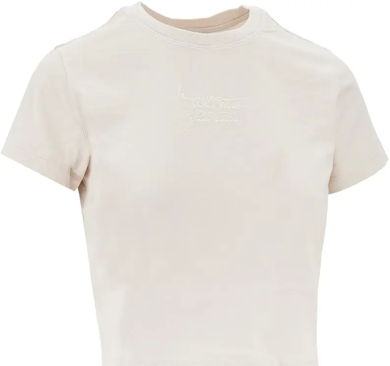 Tricou MAISON KITSUNÉ 'Poetic Script' print cropped T-shirt - Img 2