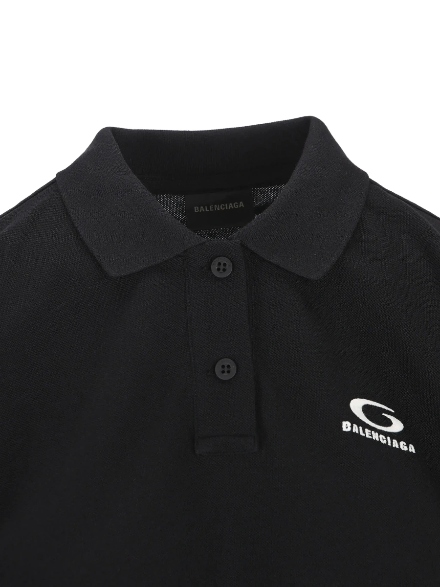 Tricou polo Balenciaga negru din bumbac - Img 6