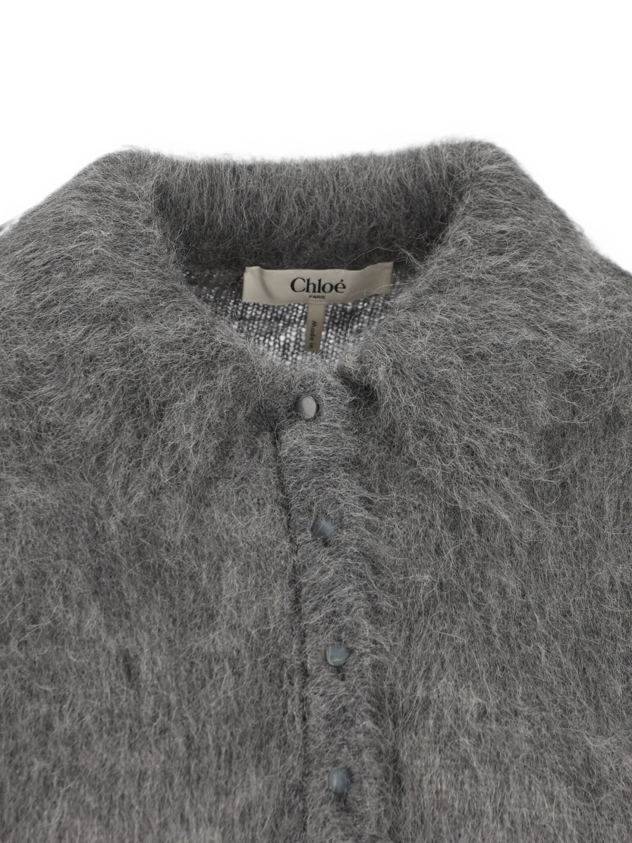 Tricou Polo Chloe gri din poliamida si lana alpaca - Img 3