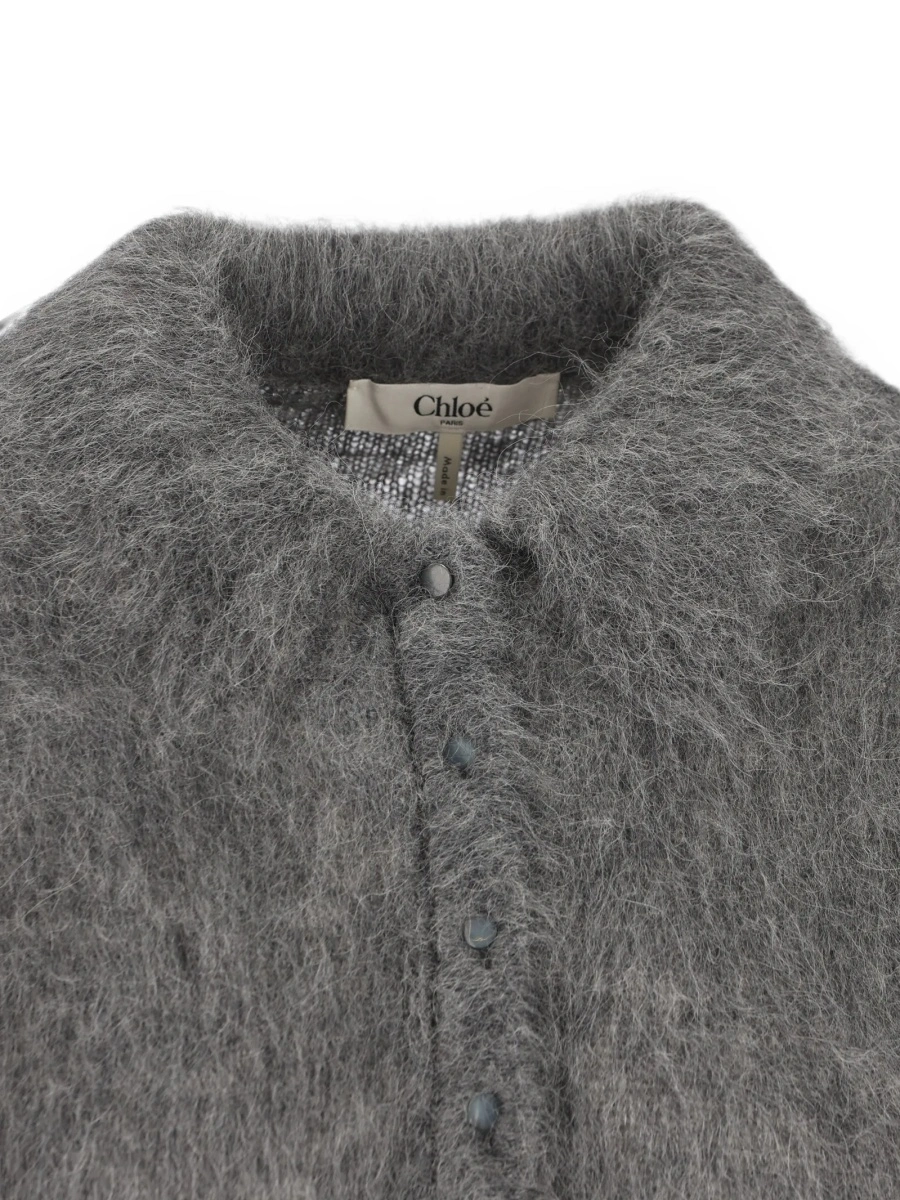 Tricou Polo Chloe gri din poliamida si lana alpaca - Img 3