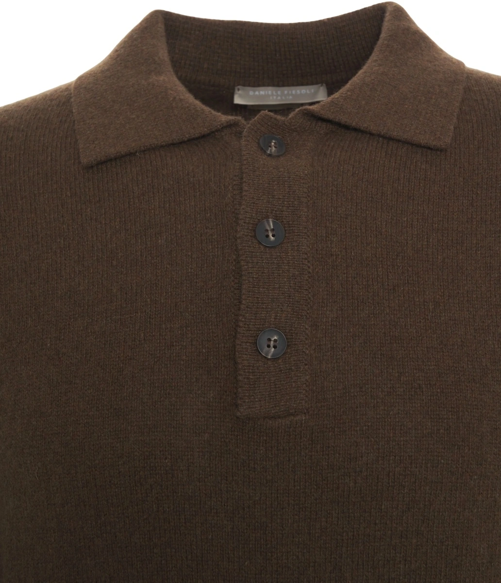 Tricou polo Daniele Fiesoli maro din casmir - Img 4