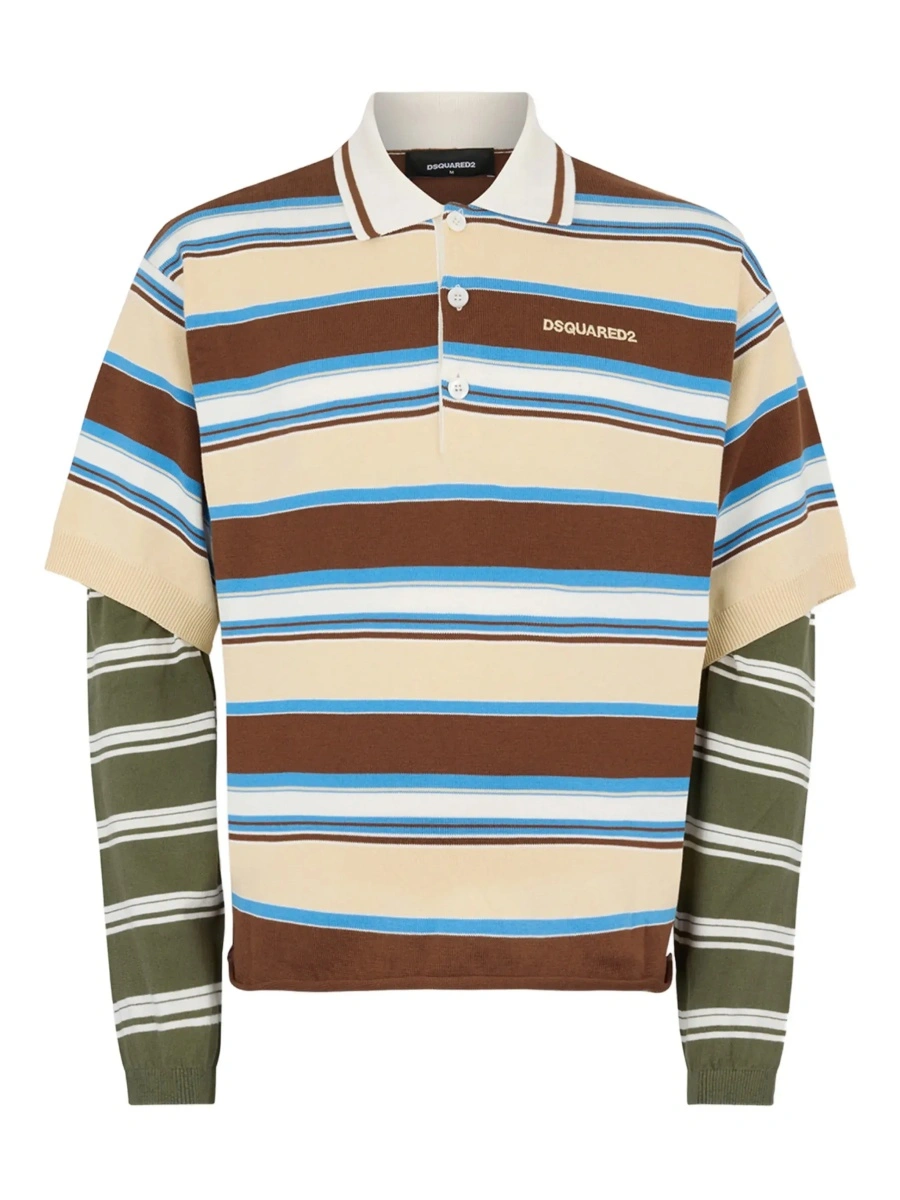 Tricou polo DSQUARED2 multicolor din bumbac - Img 5
