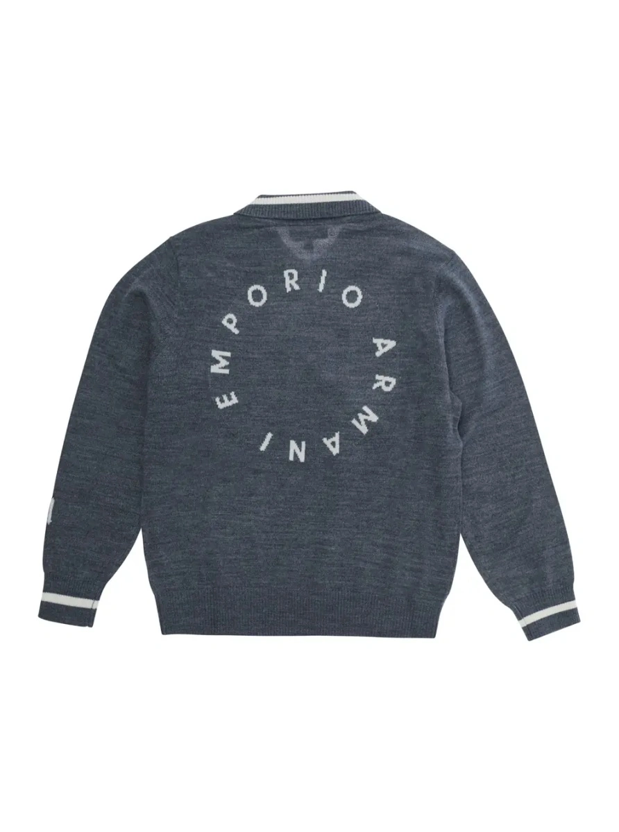 Tricou polo EMPORIO ARMANI KIDS gri din lana - Img 2