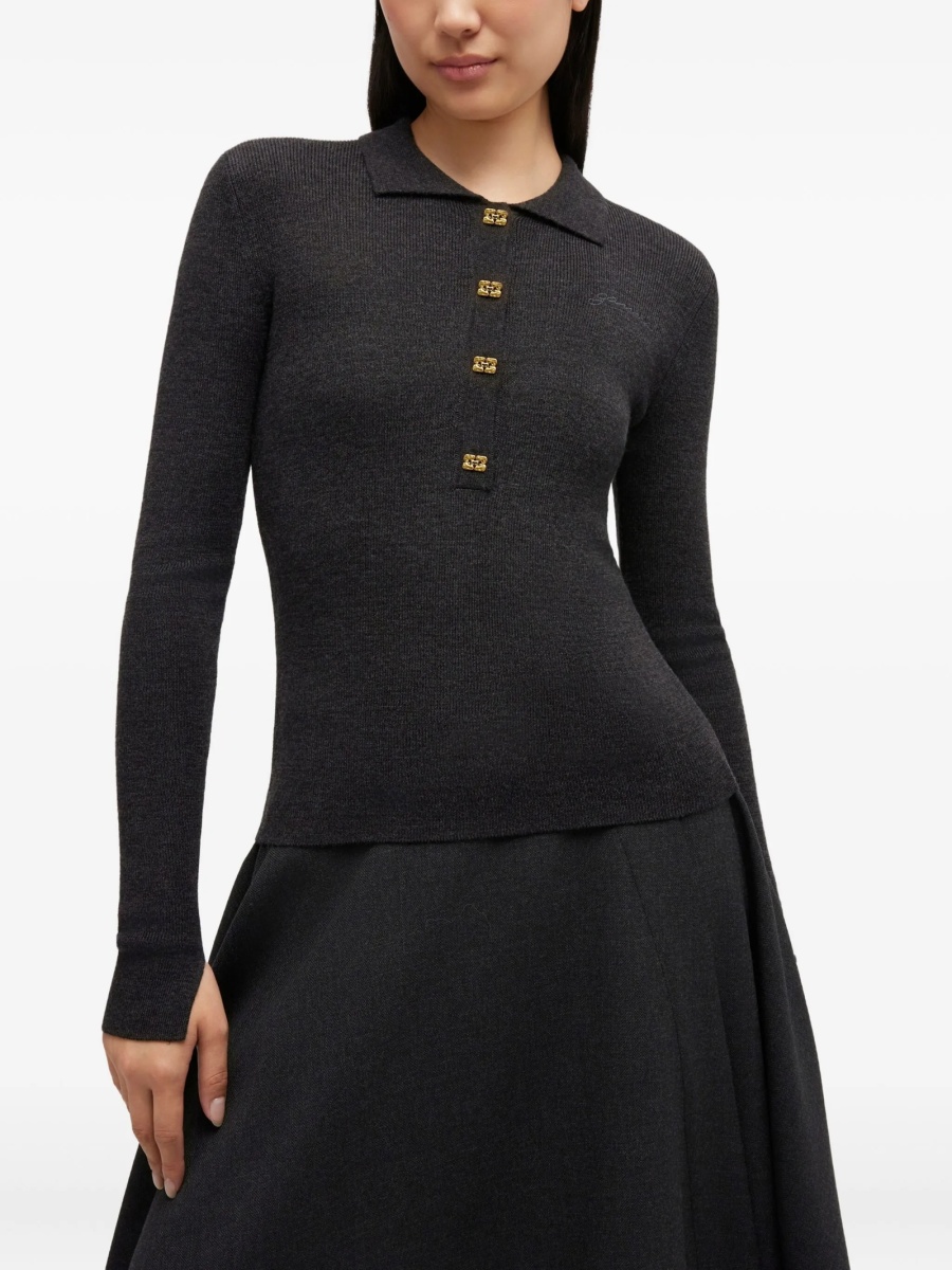 Tricou Polo Ganni gri - Img 3