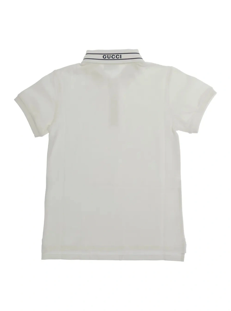 Tricou polo Gucci alb din bumbac - Img 2
